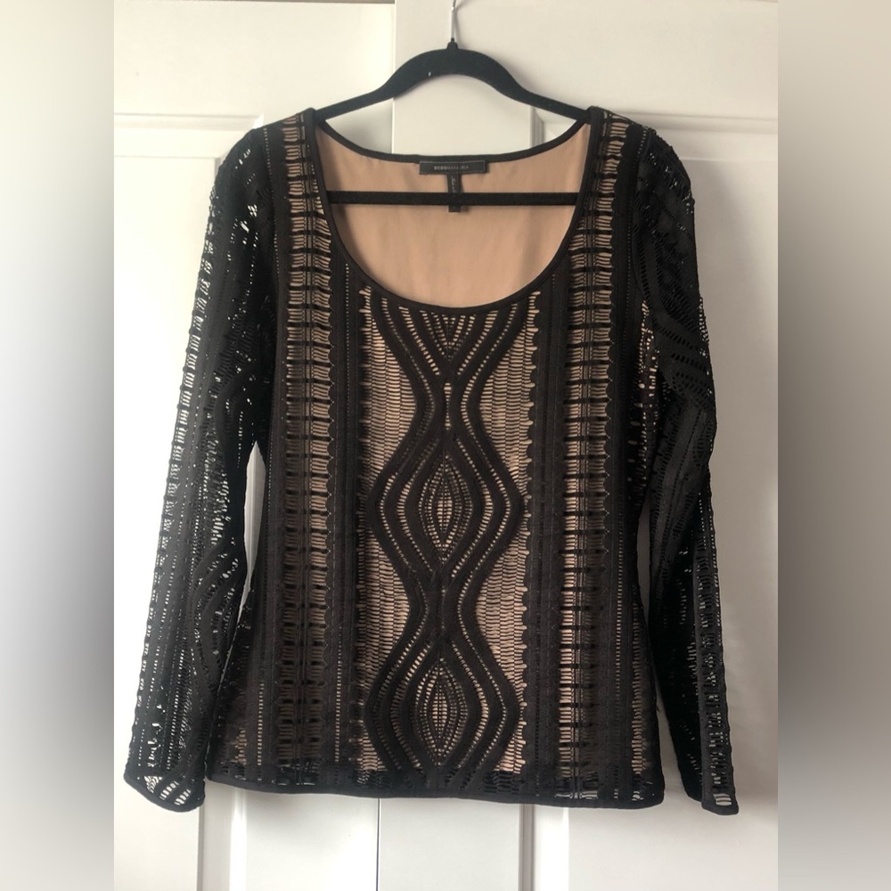 BCBGMAXAZRIA Black Lace Top